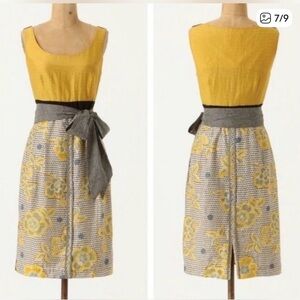 Edme & Esyllte Yellow Floral A Line Skirt Tie Waist